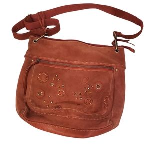 Red Suede Fossil Grometed 12 x 14 Bag